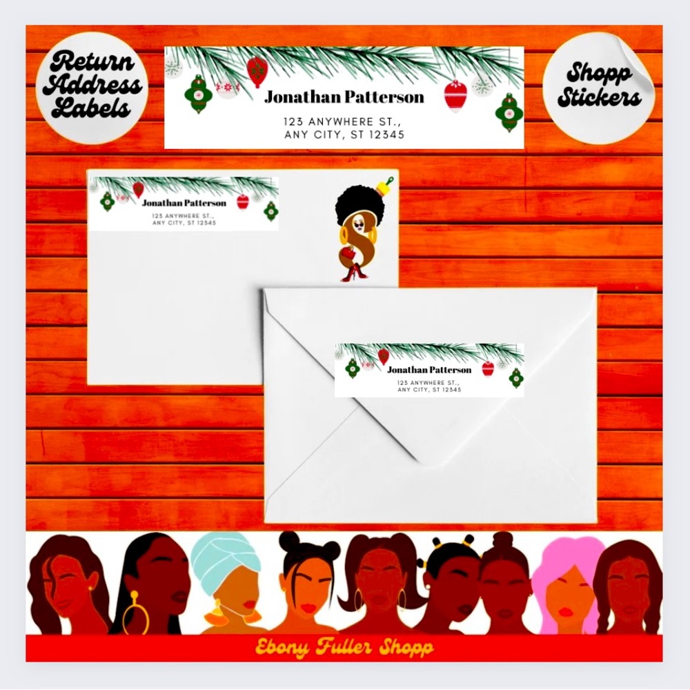 90 Christmas tree return address labels custom stickers.  Sticker labels
